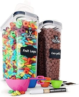 Chef's Path Airtight Food Storage Containers - Set of 2 (6 Liters) for Kitchen & Pantry - BPA Free for Rice, Cereal, Flour, Sugar - Bulk Food Storage - Big Cereal Container - Cereal Container Storage