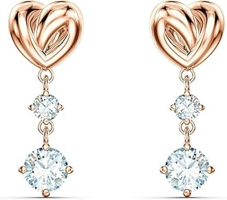 Lifelong Heart drop earrings, Heart, White, Rose gold-tone plated