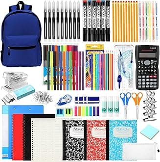 Gilprop 81 Pcs School Supply Kit with Backpack Back to School Supplies Bundle Bulk School Essentials for Elementary Middle High School Students Includes Folders Notebooks Pencils and More(Blue)