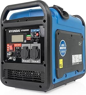 Hyundai 3200W / 3.2kW Petrol Inverter Generator, Pure Sine Wave Output, Lightweight, Quiet with Electric Start, 3 Year Warranty
