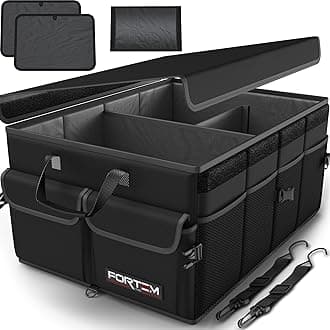 Car Trunk Organizer, Collapsible Storage, Non Slip Bottom, Securing Straps, Foldable Cover (Black)