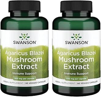 Swanson Agaricus Blazei Mushroom Extract 500 Milligrams 90 Veg Capsules (2 Pack)