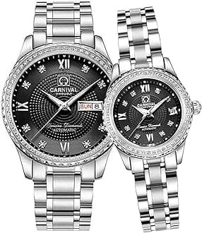 Carnival Couple Watches Men and Women Automatic Mechanical Watch Romantic for Her or His Set of 2