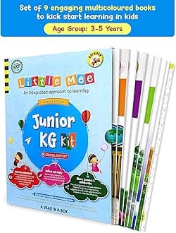 Little Mee Junior KG Kit | LKG Books | Preschool Learning for English, Maths, GK, Phonics, Rhymes, Drawing, Colouring with Work sheets | 3 to 5 Years