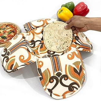 Swayam 100% Cotton Abstract Design Printed Orange and Brown Colour Bread/Roti Basket | Size: 22 cms Diameter with Removable Cover | Pack of 1