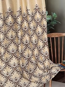 Home Sizzler 2 Pieces Regal Damask Grommet Polyester Window Curtain - 5 Feet, Dark Brown