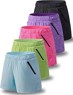 Liberty Imports Women's 5-inch Yoga Training Shorts With Zipper Pockets Yoga Shorts (pack of 5)