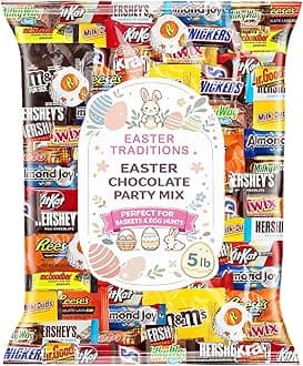 Easter Chocolate Candy Variety Pack 5 LB Bulk Bag – Approx. 225 Individually Wrapped Treats – Assorted Milk & Dark Chocolate, Peanut Butter, Wafer & Coconut Mix – Perfect for Parties, Gifts & Sharing