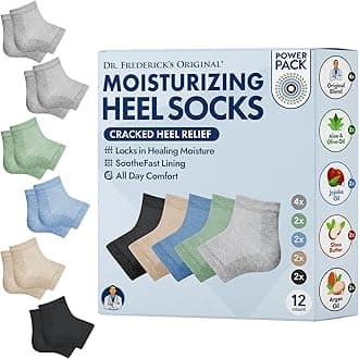 Dr. Frederick's Original Moisturizing Heel Socks for Cracked Heel Treatment - 6 Pairs - Heel Socks for Dry Cracked Feet - Cracked Heel Repair - Heal Dry Heels - Foot Care for Women & Men - Power Pack