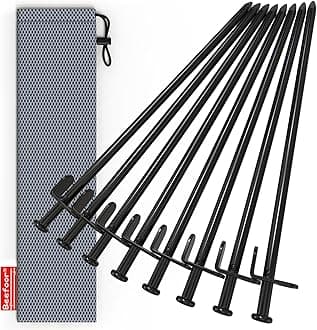 12-Inch Tent Stakes, Heavy Duty Camping Stakes, Forged Steel Tent Pegs Unbreakable and Inflexible, Available in Rocky Place Dessert Snowfield and Grassland 12in-8parks