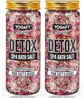 Detox Spa Bath Salt - 500 GM || HOME SPA || Himalayan Pink Salt, Pure Epsom Salt with Natural Herbs | Mint, Rose, Lavender - Exfoliate, Relaxation and Soothes Skin | Pet Jar Pack of 2 |