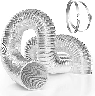 Flex Air Aluminum Duct for Ventilation 4 Inch 25 Feet, 2 Clamps Included, Long Heavy-Duty Multi-Layer Dryer Hose Vent Kit, Duct Fan Systems