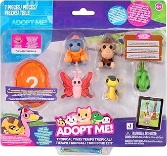 Adopt Me! Pets Multipack Tropical Time - Hidden Pet - Top Online Game - Exclusive Virtual Item Code Included - Fun Collectible Toys for Kids Featuring Your Favorite Pets, Ages 6+