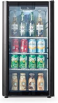 PremiumLevella PRF37DX Glass Door Display Refrigerator 3.1 cu ft Commercial Beverage Cooler Merchandiser - Black