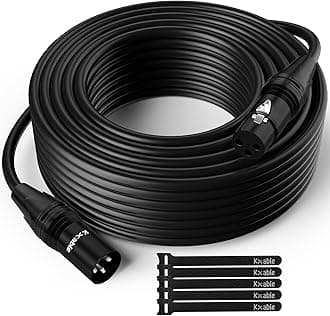 XLR Microphone Cable 200 Feet, 3 Pin Shielded Balanced Male to Female Mic Cord, Zinc Alloy Shells, OFC, Heavy-Duty Patch Cable for Amplifier, Speaker, Mixer with 5 Cable Ties