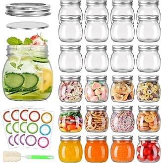 10 oz Mason Jars 24-Pack with Airtight Lids, Reusable Glass Canning Jars, Durable & Leakproof Storage Containers for Overnight Oats,Jam,Honey,DIY Decor-Great Value Set with Foam Cushioned Packaging