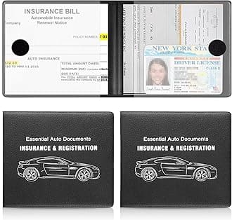 UYYE Car Registration and Insurance Card Holder, Vehicle Glove Box Car Organizer, Interior Car Accessories for Documents, Cards, License - 2 Pack