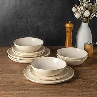 Ceramic Dinnerware Sets,Handmade Reactive Glaze Stoneware Plates and Bowls Sets,Highly Scratch Resistant | Dishwasher & Microwave Safe Dishes Set,Service for 8 (24pc)