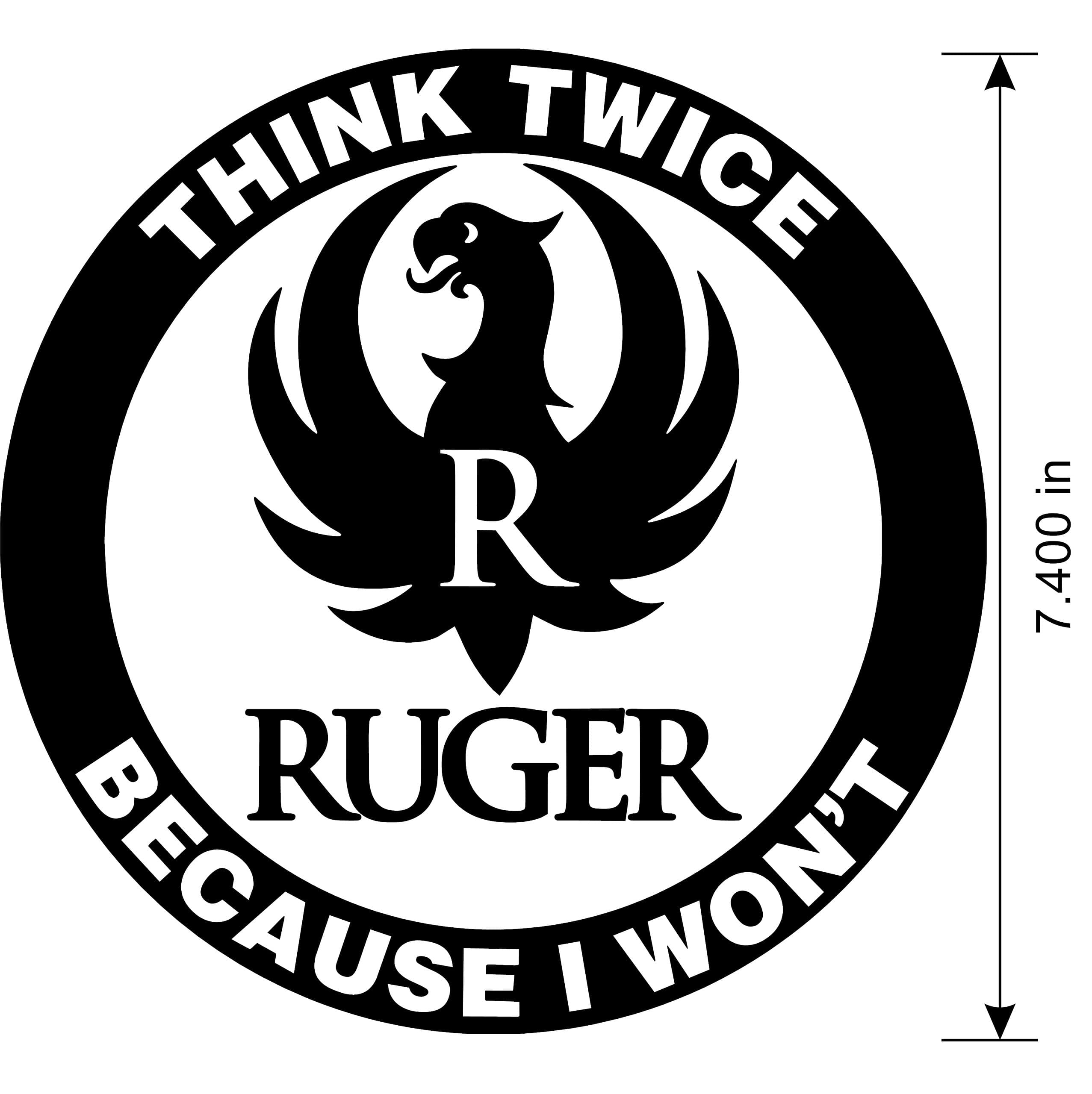 Protected By Ruger LogoBLACK Decal Sticker