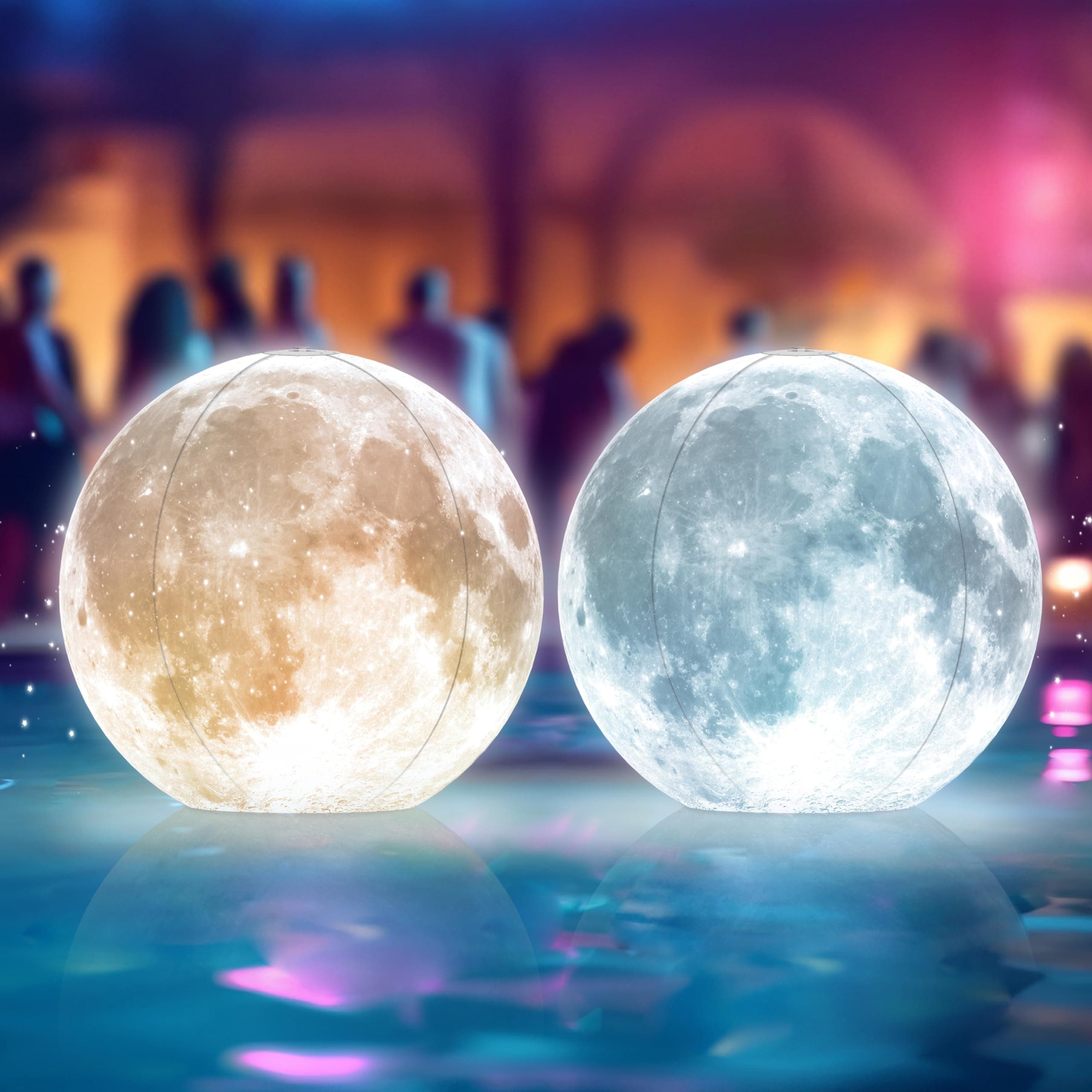 TIALLY Full Moon Floating Pool Light Solar Powered - 14" Inflatable Pool Ball for Pool, Floating Solar Pool Light, Outdoor Pool Party Decorations - Pool Gift for Pool Owners (2 Pack)