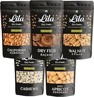LDF Daily Needs Dry Fruits Combo Pack 1Kg | Premium Mixes of American Almonds, California Walnuts, Afghani Anjeer, Cashews, Dried Apricot (200g Each) | Ideal for Snacking | Perfect for Gifting