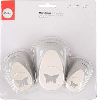 Rayher Butterfly Paper Punch set for crafts, Set of Craft Punches for card making in three different sizes