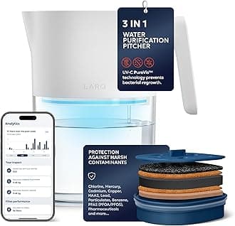PureVis 3-in-1 Water Filter Jug | UV Purification | Smart Hydration Tracking | Removes PFAS, Chlorine & Lead from H₂O | 1.9 L / 8-Cup | 2-Year Warranty - Pure White