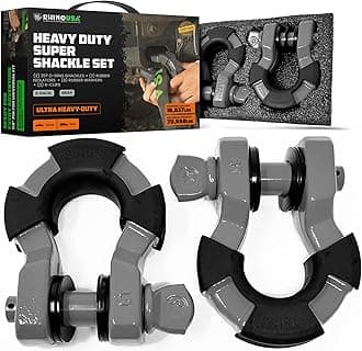 Rhino USA D Ring Super Shackles 70,548lb Break Strength – Heavy Duty 3/4” Shackle with 7/8 Pin for use with Tow Strap, Winch, Jeep Truck Vehicle Recovery, Best Offroad Accessories