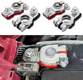 4PCS Battery Terminal Connector, Positive & Negative Auto Battery Cable Terminal Top Post With Plastic Bottoms, Top Post Batteries Connectors Compatible with Cars, Vans, Trucks and More (4PCS)