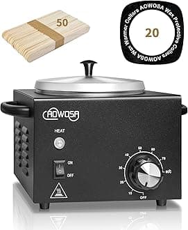 Professional Waxing Kit Wax Warmer Single Pot Wax Heater Machine for Hair Removal, Large Waxing Pot with Non-Stick Easy Clean Pot, 50 Sticks & 20 Collar, for Spa Salon Beauty Esthetician Home (Black)