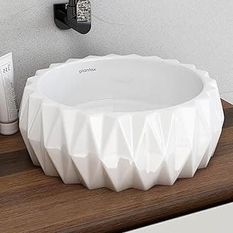 Plantex Ceramic Tabletop Round Washbasin for Bathroom/Countertop Bathroom Sink/Bathroom Wash Basin with 10 Years Glaze Warranty by Plantex (White - 15 x 15 x 6 Inch)