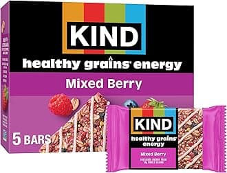 Healthy Grains Energy Bars, Mixed Berry, 19g Whole Grains, Made with Super Grains, Gluten Free Snacks, 5 Ct, 7.1oz