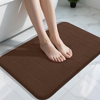Yimobra Yimobra Memory Foam Bath Rugs Luxurious Large 31.5 X 19.8 Inch Soft Maximum Absorbency Bathroom Rugs Non Slip Microfiber Chocolate with Wall Hooks 3 Pack