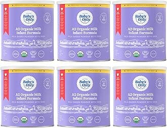 Baby's Only A2 Organic Milk Infant Formula, A2 Milk Based Powder, Organic Baby Formula with A2 Beta-Casein Protein, Iron, Vitamin E, Vitamin D, Easy to Digest, Newborn to 12 Months Old, 21 oz, 6 Pack