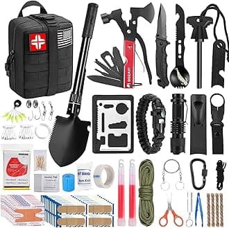 Gift for Men Dad Husband Christmas, Survival Kits, 142 in 1 First Aid Kit, Emergency Kits, Survival Gear and Equipment with Molle Pouch for Camping Hiking Outdoor