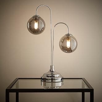 New Haven Chrome Table Lamp with Glass Globe Shades