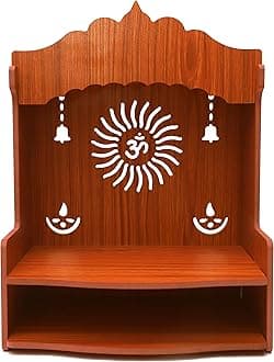 Beautiful MDF Wooden Temple/Pooja Mandir for Home and Office/Wall Mounted Temple/Puja Stand (8 MM Plywood Thickness) (WDN OMBELL)