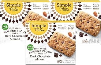 Simple Mills Almond Flour Snack Bars, Dark Chocolate Almond - Gluten Free, Made with Organic Coconut Oil, Breakfast Bars, Healthy Snacks, Paleo Friendly, 6 Ounce (Pack of 3)
