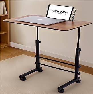 Multi-Purpose Laptop, Study Table| Bed Table| Adjustable Height, Portable for Office, Work Form Home | DIY Table, Easy to Assemble, Engineered (Wooddss Heighhtss)