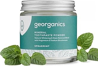 Whitening Mineral Toothpaste Powder - 120ml - Spearmint - 100% Natural Fluride Free, SLS Free & Glycerine Free - Stain Removing & Teeth Whitening - Certified Cosmos, Vegan & Cruelty-Free