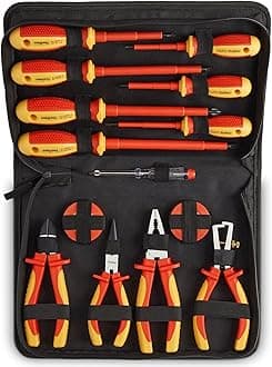 VonHaus Electrician Screwdriver and Pliers Tool Set - Insulated Screwdriver Set for Safe Electrical Work - 1000V VDE Tested - Includes Voltage Tester, Wire Stripper, Tape - Electricians Tools