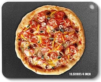 VEVORPizza Steel, 13.5" x 10" x 1/4" Pizza Steel Plate for Oven, Pre-Seasoned Carbon Steel Pizza Baking Stone with 20X Higher Conductivity, Heavy Duty Pizza Pan for Outdoor Grill, Indoor Oven