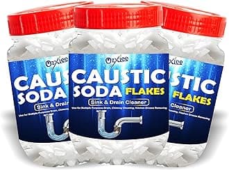caustic soda for Soap Making (450 g) Drain Cleaning, Chimney Cleaning– Fast-Acting Formula to Clear Blockages Instantly – Best Chimney & Drain Cleaner Flakes And soap making flakes