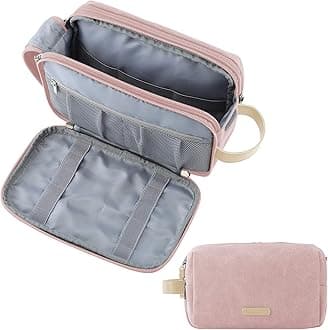 Toiletry Bag for Women, Cosmetic Makeup Bag Organizer, Travel Bag for Toiletries, Dopp Kit Water-resistant Shaving Bag for Accessories, Pink-Large