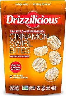 Mini Flavored Rice Cakes Cinnamon Swirl - Rice Crisps, Healthy Snack for Adults and Kids, Vegan, Gluten Free Snack, Allergen Free, Only 90 Calories Per 21 Pieces - 4 oz (Pack of 1)