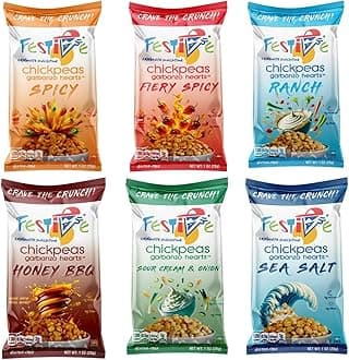 Feel Festive Roasted Chickpeas Variety Snack Pack - Crunchy Balanced Macro Nut Free Healthy Garbanzo Beans - Non-GMO Vegan Soy-Free - Convenient 24 Bags