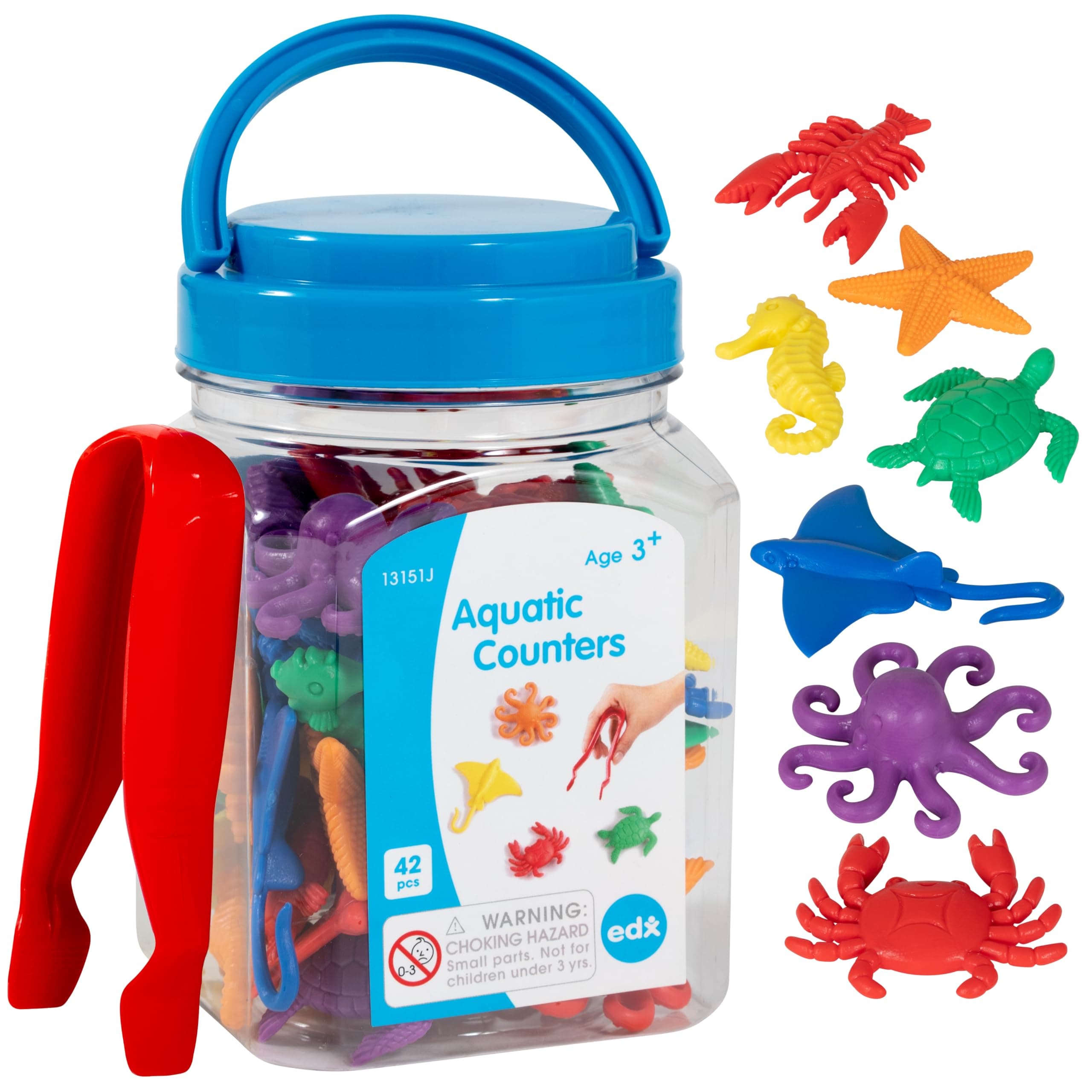 edx education Aquatic Counters - Mini Jar - Learn Counting, Colors, Sorting and Sequencing - Math Manipulative 13151