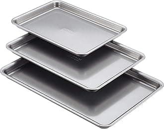 Gourmet Nonstick Bakeware Set with Nonstick Cookie Sheets / Baking Sheets - 3 Piece, Graphite Gray