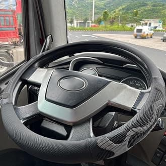 PINCTROT XL Size 17.5-18 Inch Comfy Grip Steering Wheel Cover for Semi Truck, Fits RV, Big Rig Trucker, 18 Wheeler and Classic Cars, Anti-Slip Design 17.5-18 Inch(Silicone Gray)