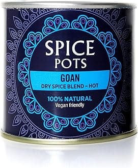 Goan Curry Powder by Spice Pots - 100% Natural Ingredients - Gluten Free & Vegan Indian Curry Powder - Dry Spice Mix For Fish, Chicken & Vegetarian Dishes (Hot Heat) - 80g Pots